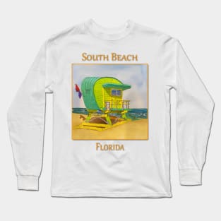 Cute Lifeguard tower in South Beach Miami Florida Long Sleeve T-Shirt